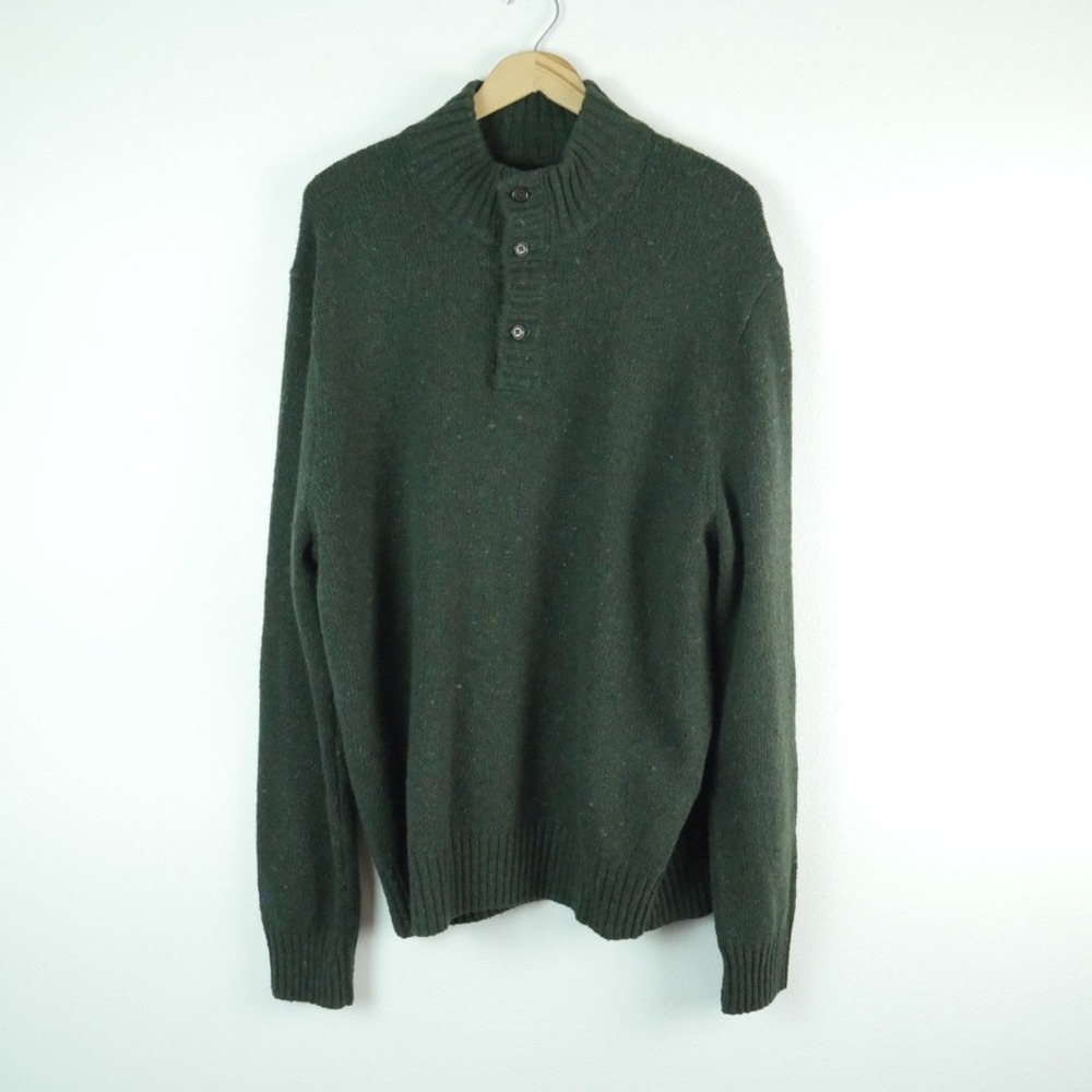 Polo Ralph Lauren Mens XL Recycled Wool Blend Button Mock Neck Sweater Green NWT